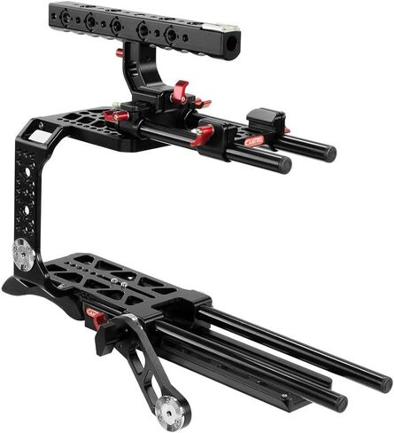 قفص كاميرا CAMTREE Blackmagic Ursa Mini CNC لحامل حامل ثلاثي القوائم ، وسادة كتف مريحة مع قضبان سكك، Rosette ARM لالتقاط فيديو سلس (CHBMUMC) in Kuwait