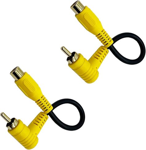 RCA Audio Cable Gold-Plated Elbow RCA line Lotus Male and Female Extension Lotus AV Video Cable Projector Cable Audio Cable (1.5m/5ft RCA Female Straight to Male Elbow) in Kuwait