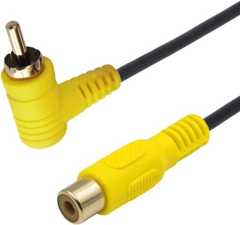 RCA Audio Cable Gold-Plated Elbow RCA line Lotus Male and Female Extension Lotus AV Video Cable Projector Cable Audio Cable (1.5m/5ft RCA Female Straight to Male Elbow) in Kuwait