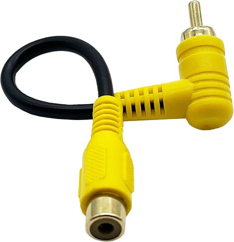 RCA Audio Cable Gold-Plated Elbow RCA line Lotus Male and Female Extension Lotus AV Video Cable Projector Cable Audio Cable (1.5m/5ft RCA Female Straight to Male Elbow) in Kuwait