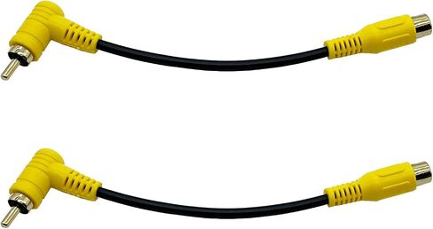 RCA Audio Cable Gold-Plated Elbow RCA line Lotus Male and Female Extension Lotus AV Video Cable Projector Cable Audio Cable (1.5m/5ft RCA Female Straight to Male Elbow) in Kuwait