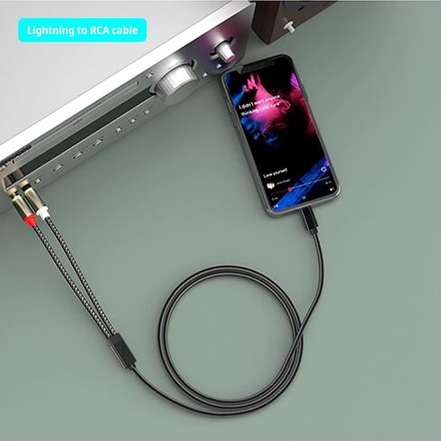 [معتمد من Apple MFi] محول صوت كابل Lightning إلى RCA، سلك Aux مقسم Y ذكر 2 متوافق مع iPhone، والكمبيوتر اللوحي، والمسرح المنزلي، وDVD، ومكبر الصوت، ومكبر الصوت، وستيريو السيارة (3.9 قدم) in Kuwait