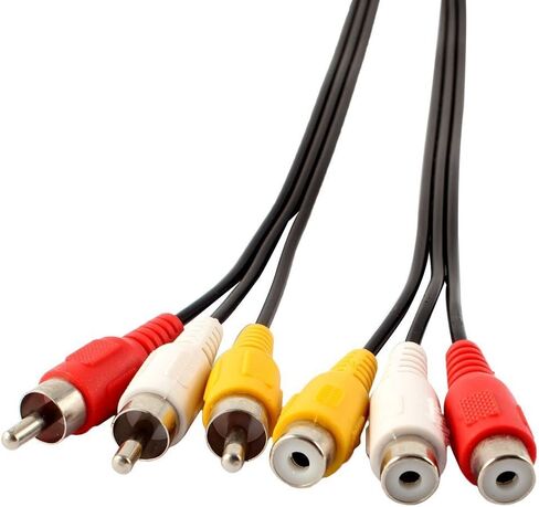 MagicW 5ft 3 RCA Male to 3 RCA Female Audio Video Extension Cable 3RCA Male to Female Audio Composite Extension Video Cable DVD AV TV UK in Kuwait