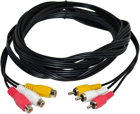 MagicW 5ft 3 RCA Male to 3 RCA Female Audio Video Extension Cable 3RCA Male to Female Audio Composite Extension Video Cable DVD AV TV UK in Kuwait