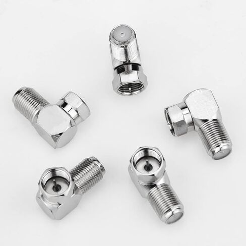 Right Angle Coax Connector, 5 Pack F Type 90 Degree Coaxial Male to Female Cable Connector, RG6 Adapter L Shape for Wall Mounted TV, Modem, Wall Plate, Satellite Receiver in Kuwait