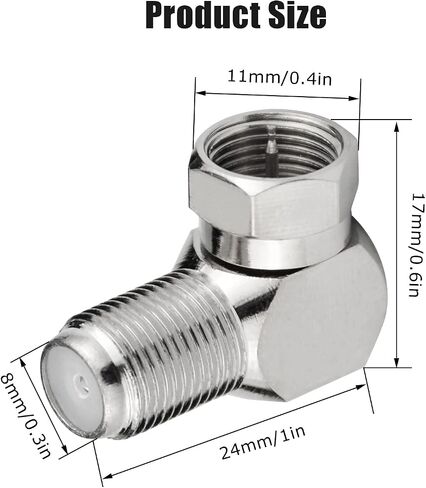 Right Angle Coax Connector, 5 Pack F Type 90 Degree Coaxial Male to Female Cable Connector, RG6 Adapter L Shape for Wall Mounted TV, Modem, Wall Plate, Satellite Receiver in Kuwait