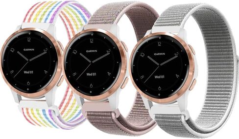 AOLLPU 3 عبوات 18 ملم من النايلون لساعات Garmin Venu 2S / Vivoactive 4S/ Venu 3S Vivomove 3S، حزام معصم بديل لسوار رياضي ناعم لـ Garmin Forerunner 255s/255s Music للرجال والنساء in Kuwait