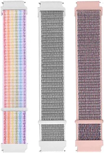 AOLLPU 3 عبوات 18 ملم من النايلون لساعات Garmin Venu 2S / Vivoactive 4S/ Venu 3S Vivomove 3S، حزام معصم بديل لسوار رياضي ناعم لـ Garmin Forerunner 255s/255s Music للرجال والنساء in Kuwait