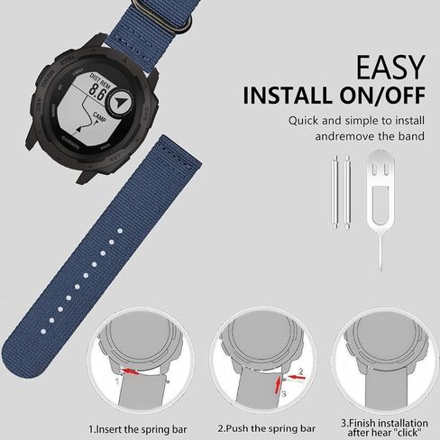 حزام LiWerlly لـ Garmin Instinct / 2 سوار ساعة شمسية، 22 مم من النايلون المنسوج المسامي، حزام ساعة بديل رياضي للنساء والرجال Garmin Instinct 2/ ساعة ذكية تعمل بالطاقة الشمسية/التكتيكية in Kuwait