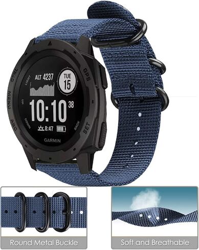 حزام LiWerlly لـ Garmin Instinct / 2 سوار ساعة شمسية، 22 مم من النايلون المنسوج المسامي، حزام ساعة بديل رياضي للنساء والرجال Garmin Instinct 2/ ساعة ذكية تعمل بالطاقة الشمسية/التكتيكية in Kuwait