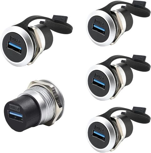 PENGLIN 2Pack USB 3.0 Panel Mount Coupler, USB Pass Through Connector, Female to Female Bulkhead Extension Adapter with Water/Dustcap | 5Gbps High-speed Transfer,With Water/Dustcap,Strong Zinc Die-casting Shell,Plug and play in Kuwait