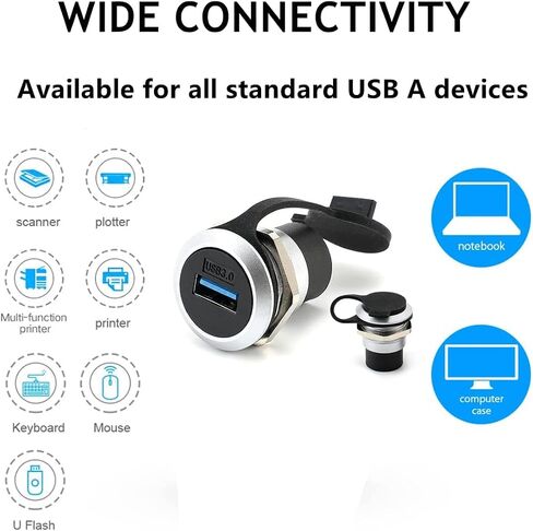 PENGLIN 2Pack USB 3.0 Panel Mount Coupler, USB Pass Through Connector, Female to Female Bulkhead Extension Adapter with Water/Dustcap | 5Gbps High-speed Transfer,With Water/Dustcap,Strong Zinc Die-casting Shell,Plug and play in Kuwait