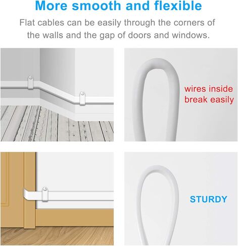 FASTSNAIL 2 Pack 26FT كابل تمديد الطاقة المسطح لـ WyzeCam، لـ WyzeCam V3، لـ WyzeCam Pan، لـ KasaCam NestCam Indoor، لـ Yi Cam، لشحن USB إلى Micro USB وسلك مزامنة البيانات مع مشابك سلكية in Kuwait