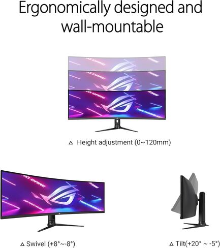 ASUS ROG Strix 49" Ultra-wide Curved HDR Gaming Monitor (XG49WCR) - Dual QHD 32:9 (5120 x 1440), 165Hz, Extreme Low Motion Blur Sync, USB-C, RJ45, DisplayHDR400, 90% DCI-P3, Dual Input-KVM Switch in Saudi Arabia