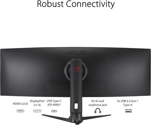 ASUS ROG Strix 49" Ultra-wide Curved HDR Gaming Monitor (XG49WCR) - Dual QHD 32:9 (5120 x 1440), 165Hz, Extreme Low Motion Blur Sync, USB-C, RJ45, DisplayHDR400, 90% DCI-P3, Dual Input-KVM Switch in Saudi Arabia