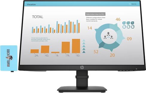 حزمة شاشة HP P24 G4 1A7E5AA#ABA مع قاعدة Docztorm، شاشة 24 بوصة FHD IPS (1920x1080)، معدل تحديث 60 هرتز، 1 HDMI 1.4، 1 منفذ عرض 1.2، 1 VGA، مثالية للعمل المكتبي، أسود (أحدث طراز 2023) in Saudi Arabia