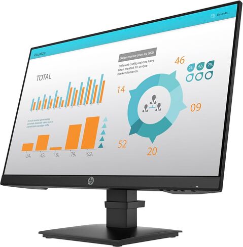 حزمة شاشة HP P24 G4 1A7E5AA#ABA مع قاعدة Docztorm، شاشة 24 بوصة FHD IPS (1920x1080)، معدل تحديث 60 هرتز، 1 HDMI 1.4، 1 منفذ عرض 1.2، 1 VGA، مثالية للعمل المكتبي، أسود (أحدث طراز 2023) in Saudi Arabia