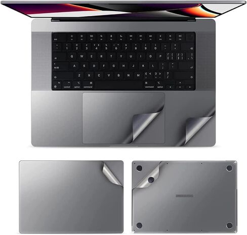 ستيكر لاصق من الفينيل لكامل الهيكل متوافق مع ابل ماك بوك 3 ام 6 في 1 غطاء حماية غير مرئي للكيبورد (ماك بوك برو 16 A2485 M1 ماكس (2021)، رمادي سبيس in Kuwait