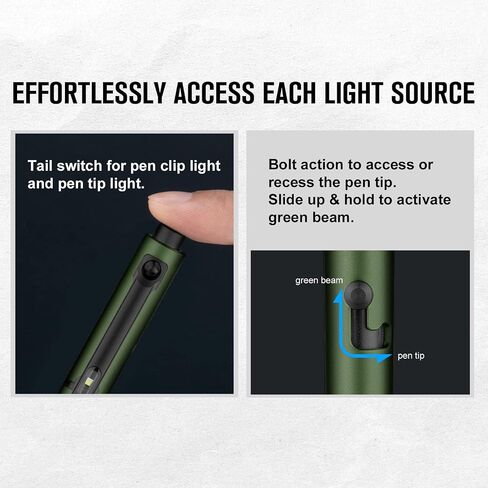 ضوء قلم OLIGHT O'Pen Glow EDC، 120 لومن مع شعاع أخضر، مصباح يدوي LED قابل لإعادة الشحن للاستخدام في الهواء الطلق، والكتابة، والمغامرة، وهدية عمل احترافية (أسود) in Kuwait