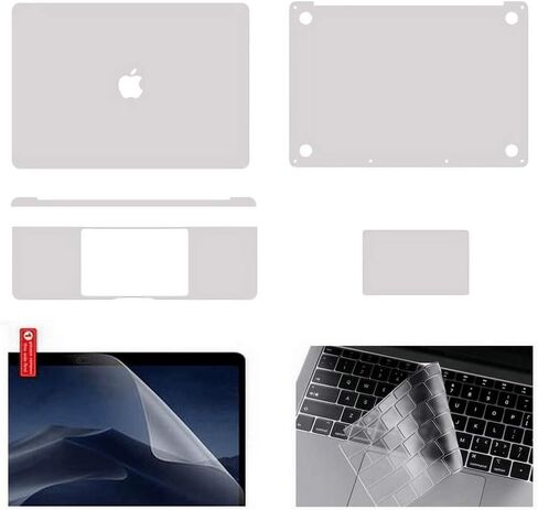 تريبونز ملصق حماية كامل من الفينيل متوافق مع ابل ماك بوك 3 ام 6 في 1 غطاء حماية غير مرئي للكيبورد (لجهاز ماك بوك برو 13 بوصة A2289 (2020)، فضي) in Kuwait