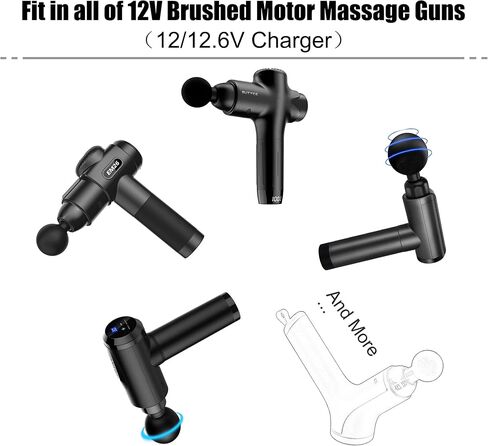 سلك طاقة 12 فولت أو 12.6 فولت من HELHUNLEE لمسدس التدليك، محول تيار متردد/تيار مستمر، شاحن طويل جدًا بطول 5 أقدام لبنادق التدليك، الإخراج: تيار مستمر 12.6 فولت-1 أمبير، مناسب لمعظم مدلك 12 فولت in Kuwait