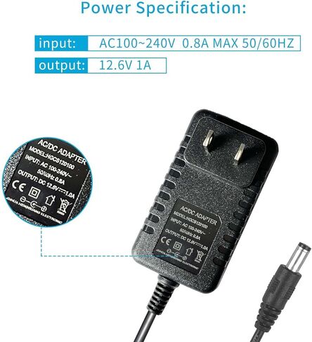 سلك طاقة 12 فولت أو 12.6 فولت من HELHUNLEE لمسدس التدليك، محول تيار متردد/تيار مستمر، شاحن طويل جدًا بطول 5 أقدام لبنادق التدليك، الإخراج: تيار مستمر 12.6 فولت-1 أمبير، مناسب لمعظم مدلك 12 فولت in Kuwait