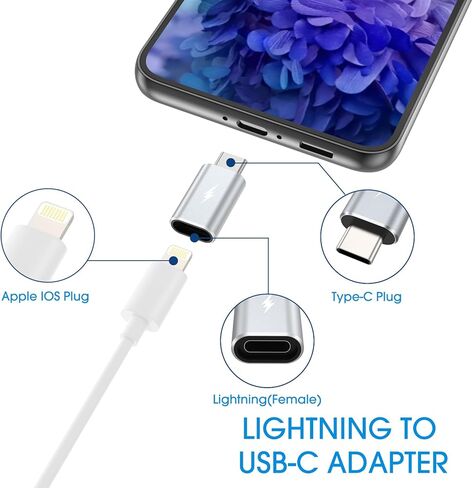 WishDirect Lightning to USB C Adapter, 2 Pack Lightning Female to Type C Male Adapter for iPhone 15 Series/iPad/Samsung/Google and More Type C Devices, Support Fast Charging and Data Sync, Not OTG in Kuwait