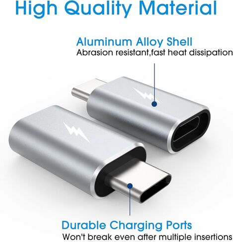 WishDirect Lightning to USB C Adapter, 2 Pack Lightning Female to Type C Male Adapter for iPhone 15 Series/iPad/Samsung/Google and More Type C Devices, Support Fast Charging and Data Sync, Not OTG in Kuwait