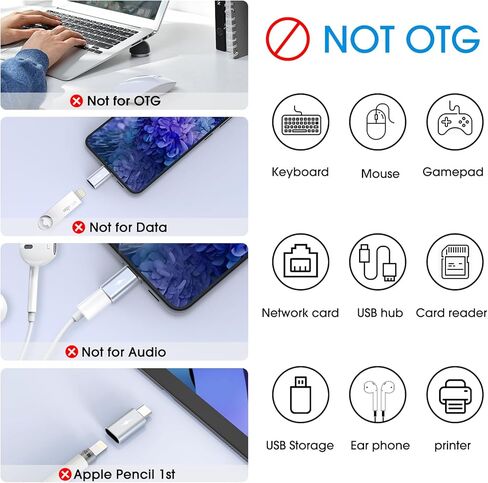 WishDirect Lightning to USB C Adapter, 2 Pack Lightning Female to Type C Male Adapter for iPhone 15 Series/iPad/Samsung/Google and More Type C Devices, Support Fast Charging and Data Sync, Not OTG in Kuwait