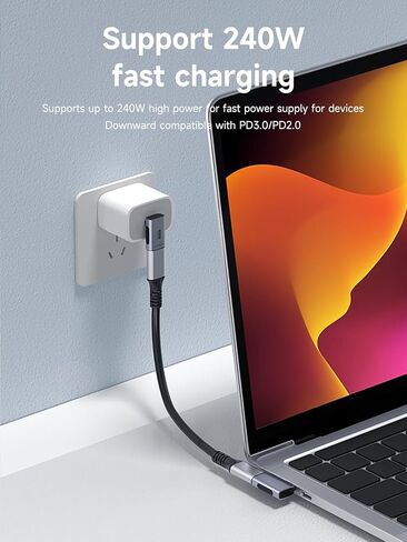 Hagibis 240W 40Gbps 8K USB C Adapter, 2 Pack USB-C Male to USB-C Female Adapter, USB4 Connecter for Thunderbolt 4/3, ROG Ally, Steam Deck, Switch, Dock, Mac, Tablet, iPhone 15 Pro Max (90 Degree) in Saudi Arabia