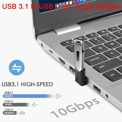 QIANRENON USB 3.1 إلى USB C U-Shape Angle محول 10 جيجابت في الثانية USB A ذكر إلى USB C أنثى موصل زاوية 180 درجة، لشحن 3A OTG لنقل البيانات، للكمبيوتر اللوحي، قطعتان (أنثى لأعلى) in Kuwait