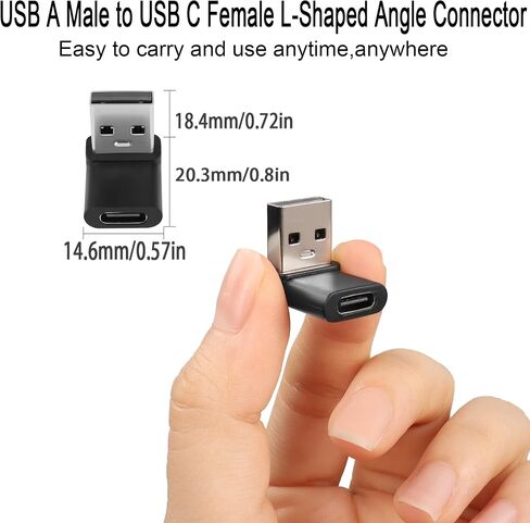 QIANRENON USB 3.1 إلى USB C U-Shape Angle محول 10 جيجابت في الثانية USB A ذكر إلى USB C أنثى موصل زاوية 180 درجة، لشحن 3A OTG لنقل البيانات، للكمبيوتر اللوحي، قطعتان (أنثى لأعلى) in Kuwait