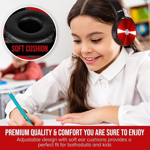 Sonitum Classroom Headphones-Bulk 10-Pack, Student On Ear Comfy Swivel Earphones for Library, School, Airplane, Kids-for Online Learning and Travel, HQ Stereo Sound 3.5mm Jack (Black with Microphone) in Kuwait