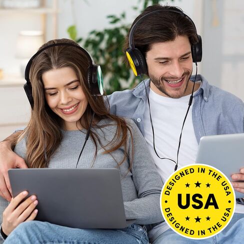 Sonitum Classroom Headphones-Bulk 10-Pack, Student On Ear Comfy Swivel Earphones for Library, School, Airplane, Kids-for Online Learning and Travel, HQ Stereo Sound 3.5mm Jack (Black with Microphone) in Kuwait