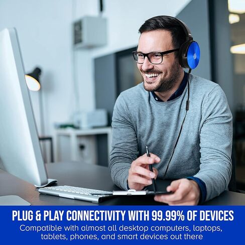 Sonitum Classroom Headphones-Bulk 10-Pack, Student On Ear Comfy Swivel Earphones for Library, School, Airplane, Kids-for Online Learning and Travel, HQ Stereo Sound 3.5mm Jack (Black with Microphone) in Kuwait