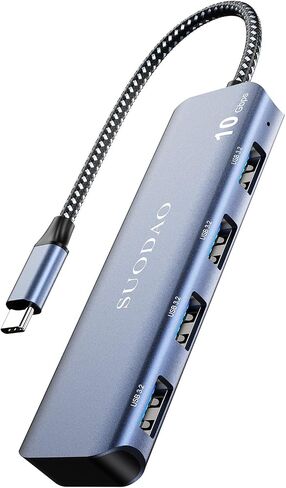 موزع USB 3.1، SUODAO بسرعة 10 جيجابت في الثانية USB C إلى USB Hub، 4 منافذ USB 3.1/3.2 Gen 2 Hub، ألومنيوم فائق السرعة من النوع C إلى 4 منافذ USB 3.2 بسرعة 10 جيجابت في الثانية لأجهزة الكمبيوتر المحمول، MacBook، الكمبيوتر اللوحي، الكمبيوتر الشخصي، والمزيد in Kuwait
