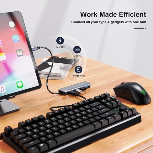 موزع USB 3.1، SUODAO بسرعة 10 جيجابت في الثانية USB C إلى USB Hub، 4 منافذ USB 3.1/3.2 Gen 2 Hub، ألومنيوم فائق السرعة من النوع C إلى 4 منافذ USB 3.2 بسرعة 10 جيجابت في الثانية لأجهزة الكمبيوتر المحمول، MacBook، الكمبيوتر اللوحي، الكمبيوتر الشخصي، والمزيد in Kuwait