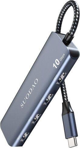 موزع USB 3.1، SUODAO بسرعة 10 جيجابت في الثانية USB C إلى USB Hub، 4 منافذ USB 3.1/3.2 Gen 2 Hub، ألومنيوم فائق السرعة من النوع C إلى 4 منافذ USB 3.2 بسرعة 10 جيجابت في الثانية لأجهزة الكمبيوتر المحمول، MacBook، الكمبيوتر اللوحي، الكمبيوتر الشخصي، والمزيد in Kuwait