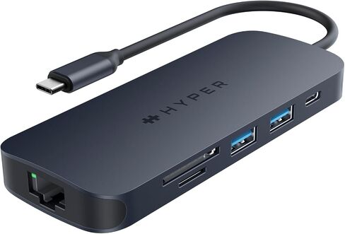 HyperDrive Next 8 Port USB C Hub for Mac, PC, and Chromebook with 4K60Hz HDMI, 2 USB-A, 10Gbps 140W Power Delivery, SD & microSD Card Reader, Ethernet Ports in Kuwait