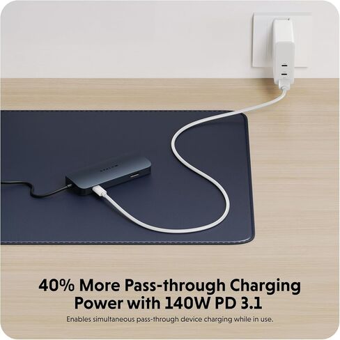 HyperDrive Next 8 Port USB C Hub for Mac, PC, and Chromebook with 4K60Hz HDMI, 2 USB-A, 10Gbps 140W Power Delivery, SD & microSD Card Reader, Ethernet Ports in Kuwait