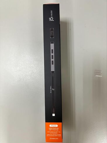 حامل كمبيوتر محمول من الألومنيوم قابل للطي من j5create مع محور USB بأربعة منافذ، وجهاز كمبيوتر محمول محمول مع 4 منافذ USB3.2 لأجهزة MacBook والكمبيوتر المحمول والهاتف والأجهزة اللوحية حتى 16 بوصة (JTS223) in Saudi Arabia