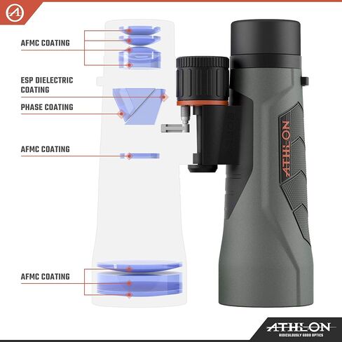 مناظير Athlon Optics 10x42 Argos G2 HD باللون الرمادي مع راحة العين للبالغين والأطفال، مناظير عالية الطاقة للصيد ومراقبة الطيور والمزيد in Kuwait