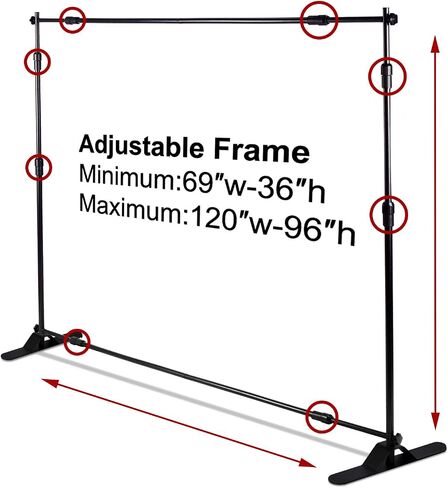 AkTop 8x8 ft Heavy Duty Backdrop Banner Stand Kit, Adjustable Photography Step and Repeat Stand for Parties, Portable Trade Show Photo Booth Background with Carrying Bag in Saudi Arabia