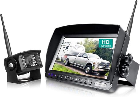 كاميرا احتياطية لاسلكية من ZEROXCLUB مع شاشة DVR رباعية مقاس 7 بوصات لشاحنة مقطورة RV، إشارة رقمية HD 1080P رؤية جانبية خلفية لاسلكية 3 كاميرات نظام احتياطي مع تسجيل 18 رؤية ليلية بالأشعة تحت الحمراء (B3C) in Kuwait
