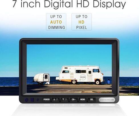 كاميرا احتياطية لاسلكية من ZEROXCLUB مع شاشة DVR رباعية مقاس 7 بوصات لشاحنة مقطورة RV، إشارة رقمية HD 1080P رؤية جانبية خلفية لاسلكية 3 كاميرات نظام احتياطي مع تسجيل 18 رؤية ليلية بالأشعة تحت الحمراء (B3C) in Kuwait