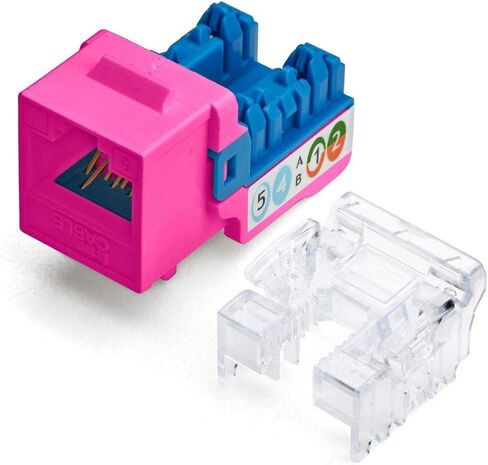 TRUE CABLE Cat6A Unshielded (UTP) Keystone Jack, 90-Degree Punch-Down RJ45 Female Module, PoE++ 4PPoE, UL Listed & TIA Certified, Blue, 12 Pack in Kuwait