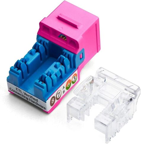 TRUE CABLE Cat6A Unshielded (UTP) Keystone Jack, 90-Degree Punch-Down RJ45 Female Module, PoE++ 4PPoE, UL Listed & TIA Certified, Blue, 12 Pack in Kuwait