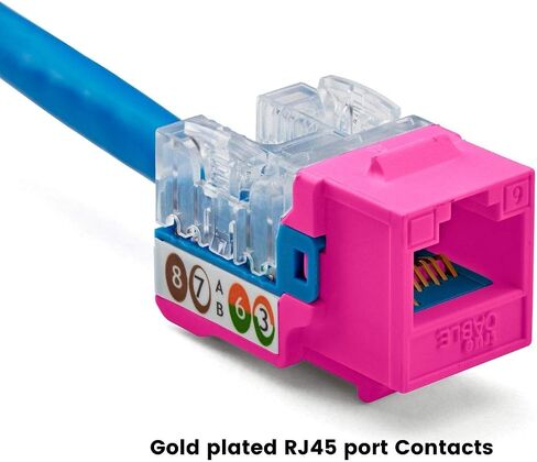 TRUE CABLE Cat6A Unshielded (UTP) Keystone Jack, 90-Degree Punch-Down RJ45 Female Module, PoE++ 4PPoE, UL Listed & TIA Certified, Blue, 12 Pack in Kuwait