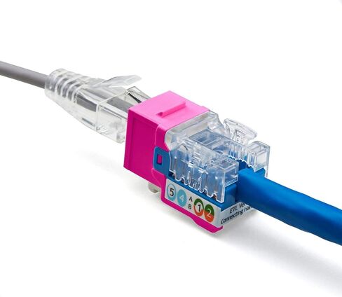 TRUE CABLE Cat6A Unshielded (UTP) Keystone Jack, 90-Degree Punch-Down RJ45 Female Module, PoE++ 4PPoE, UL Listed & TIA Certified, Blue, 12 Pack in Kuwait