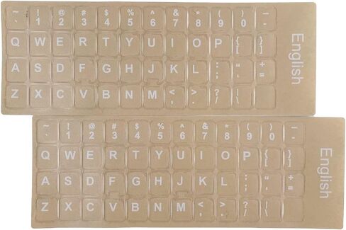KEANBOLL 2PCS Pack Transparent English Keyboard Stickers, English Keyboard Replacement Sticker with Transparent Background and White Lettering for Computer Notebook Laptop Desktop in Kuwait